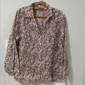 Love Potion - Elegant Romantic Floral Button-Down Shirt, 100% Cotton, XL